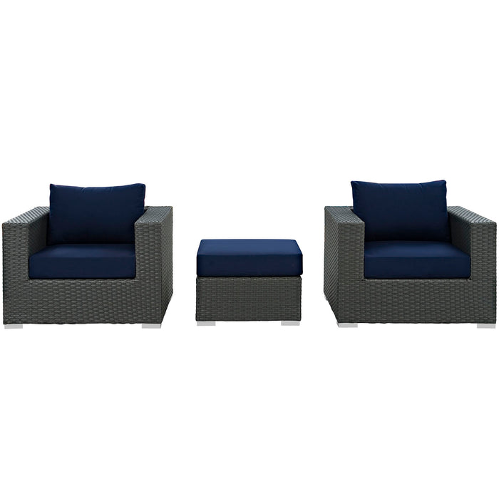 Sojourn 3 Piece Outdoor Patio Sunbrella� Sectional Set by Modway