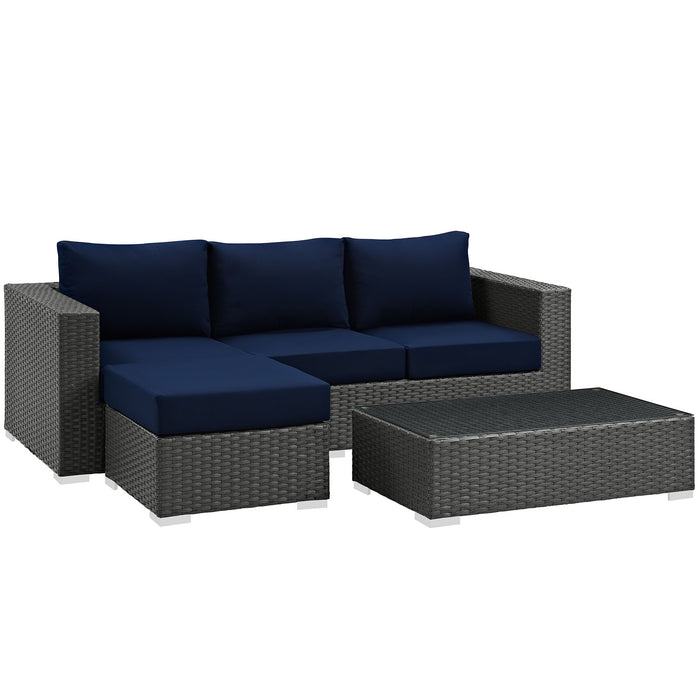 Sojourn 3 Piece Outdoor Patio Sunbrella� Sectional Set by Modway