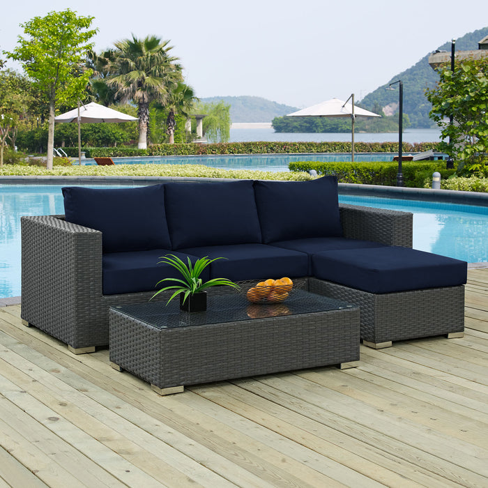 Sojourn 3 Piece Outdoor Patio Sunbrella� Sectional Set by Modway