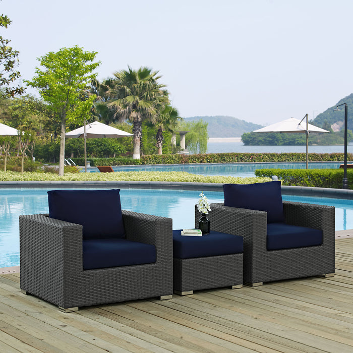 Sojourn 3 Piece Outdoor Patio Sunbrella� Sectional Set by Modway