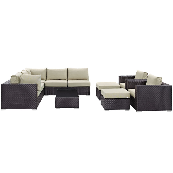 Convene 10 Piece Outdoor Patio Sectional Set by Modway