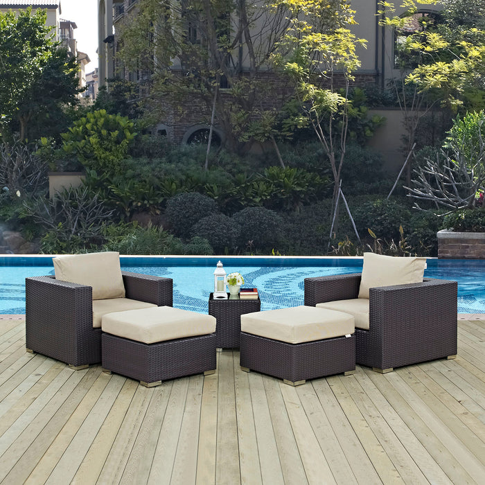 Convene 5 Piece Outdoor Patio Sectional Set by Modway