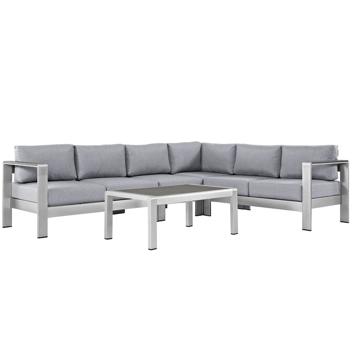 Shore 5 Piece Outdoor Patio Aluminum Sectional Sofa Set by Modway