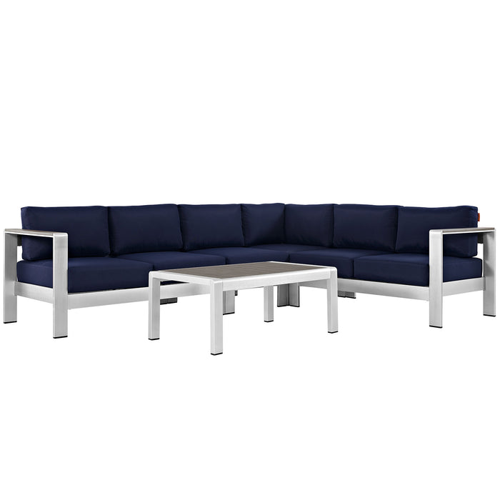 Shore 5 Piece Outdoor Patio Aluminum Sectional Sofa Set by Modway