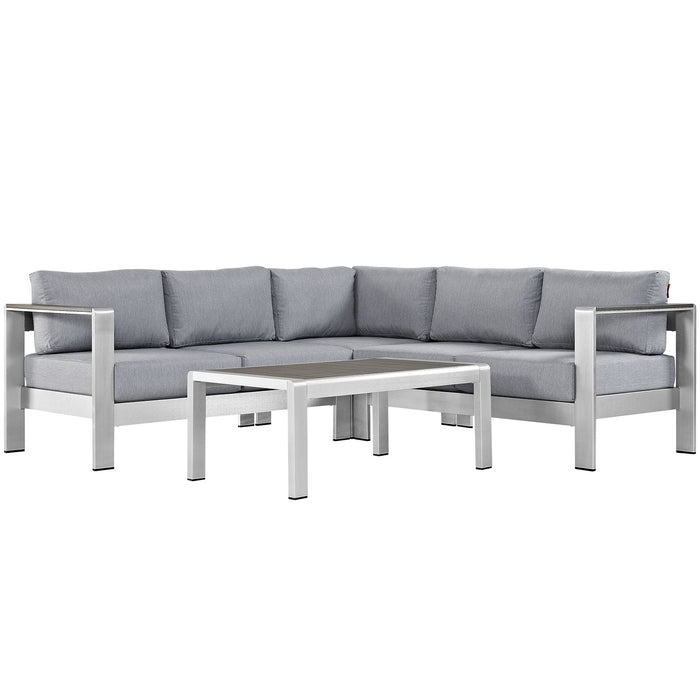 Shore 4 Piece Outdoor Patio Aluminum Sectional Sofa Set by Modway