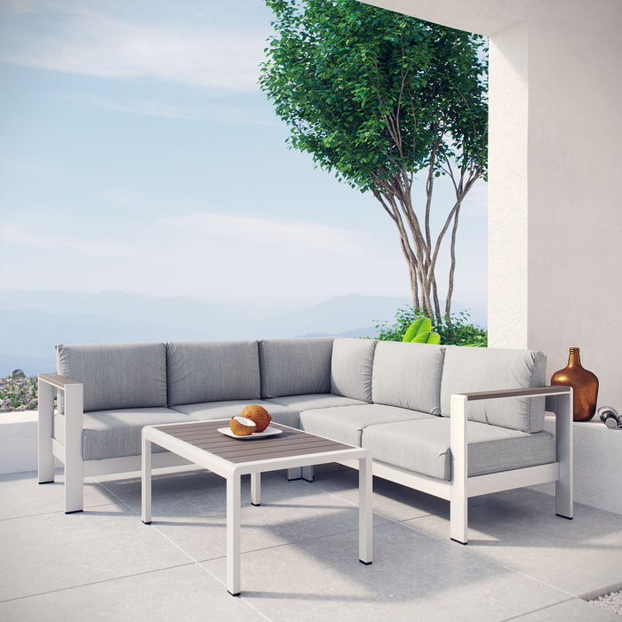 Shore 4 Piece Outdoor Patio Aluminum Sectional Sofa Set by Modway