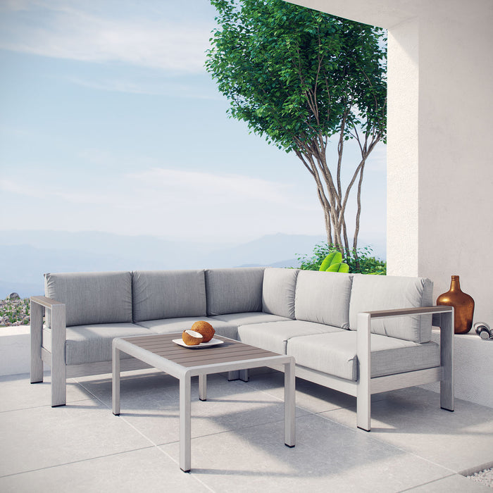 Shore 4 Piece Outdoor Patio Aluminum Sectional Sofa Set by Modway