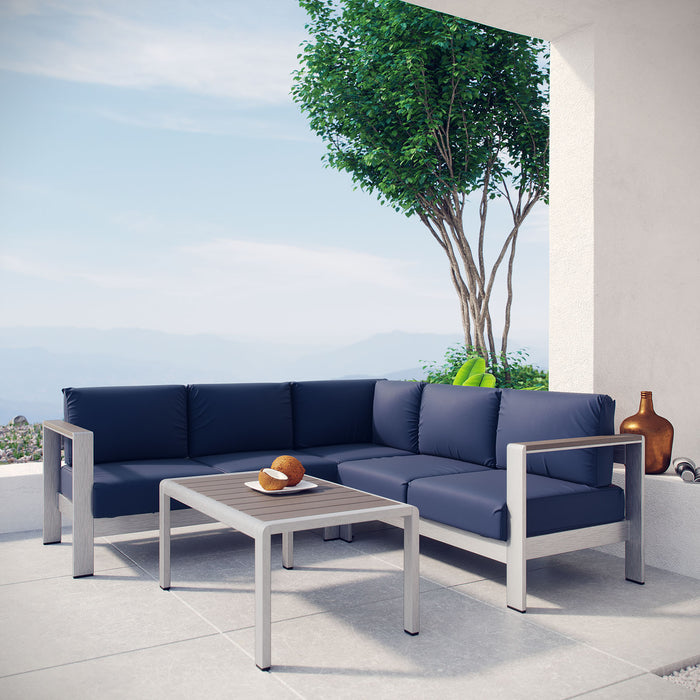 Shore 4 Piece Outdoor Patio Aluminum Sectional Sofa Set by Modway