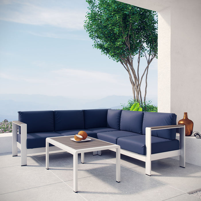 Shore 4 Piece Outdoor Patio Aluminum Sectional Sofa Set by Modway