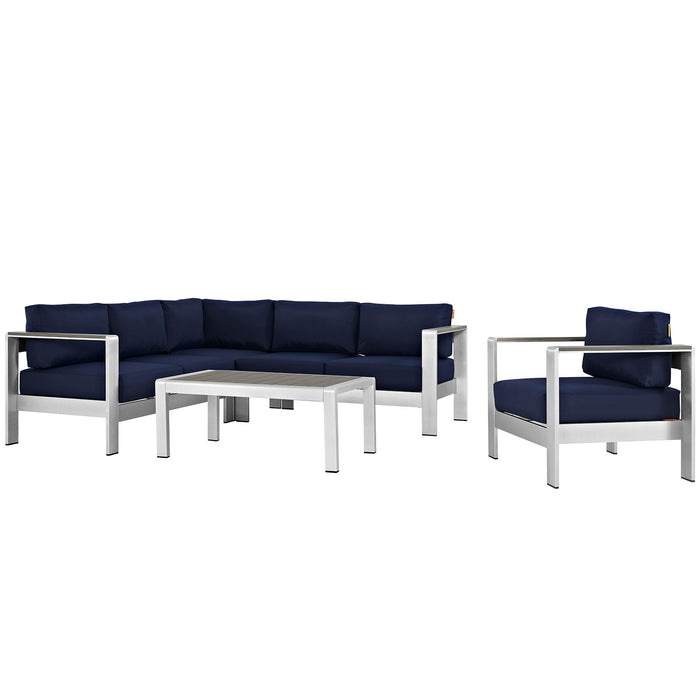 Shore 5 Piece Outdoor Patio Aluminum Sectional Sofa Set by Modway