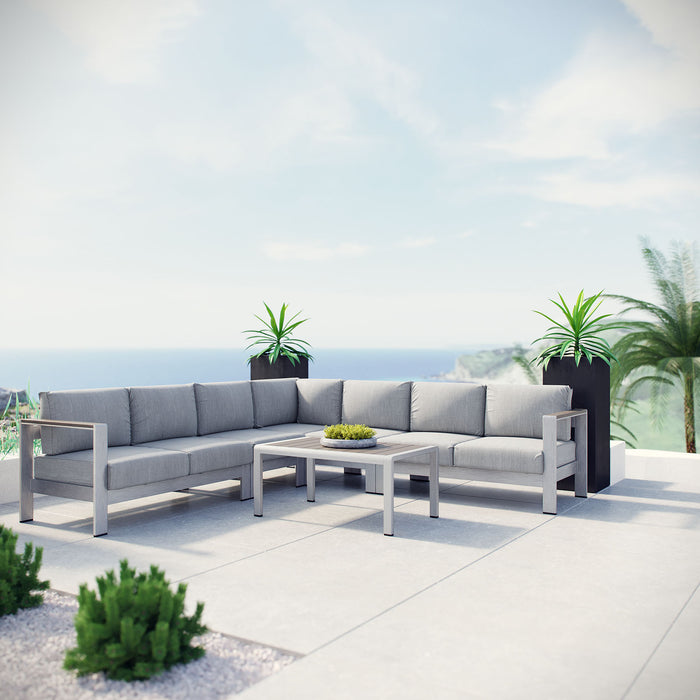 Shore 6 Piece Outdoor Patio Aluminum Sectional Sofa Set by Modway