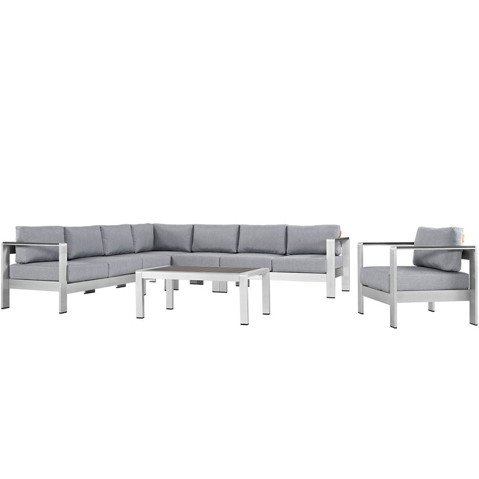 Shore 7 Piece Outdoor Patio Aluminum Sectional Sofa Set by Modway