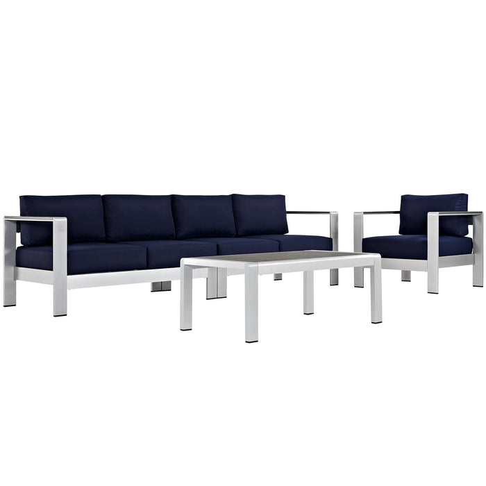 Shore 4 Piece Outdoor Patio Aluminum Sectional Sofa Set by Modway