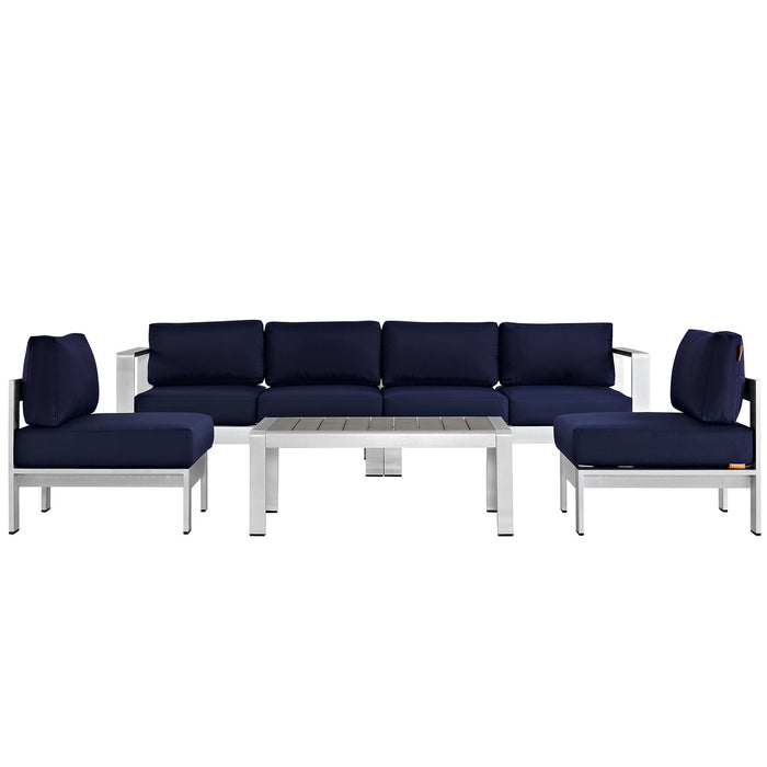 Shore 5 Piece Outdoor Patio Aluminum Sectional Sofa Set by Modway