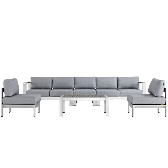 Shore 6 Piece Outdoor Patio Aluminum Sectional Sofa Set by Modway