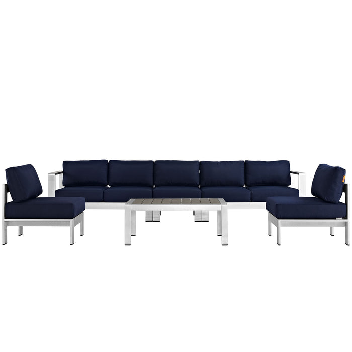 Shore 6 Piece Outdoor Patio Aluminum Sectional Sofa Set by Modway