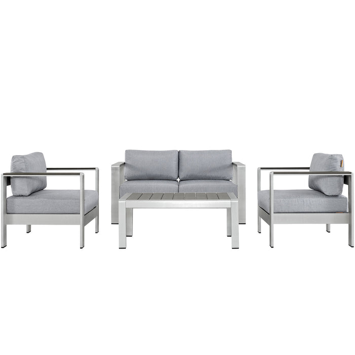 Shore 4 Piece Outdoor Patio Aluminum Sectional Sofa Set by Modway