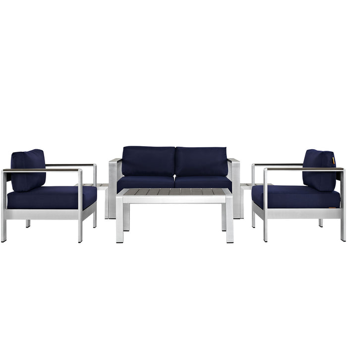 Shore 6 Piece Outdoor Patio Aluminum Sectional Sofa Set by Modway