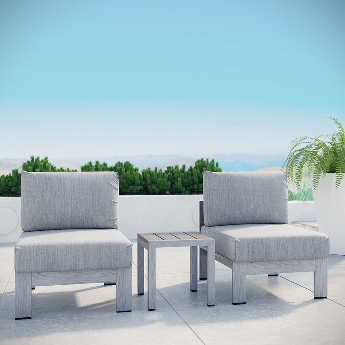 Shore 3 Piece Outdoor Patio Aluminum Sectional Sofa Set by Modway