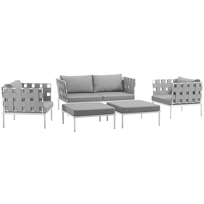 Harmony 5 Piece Outdoor Patio Aluminum Sectional Sofa Set by Modway