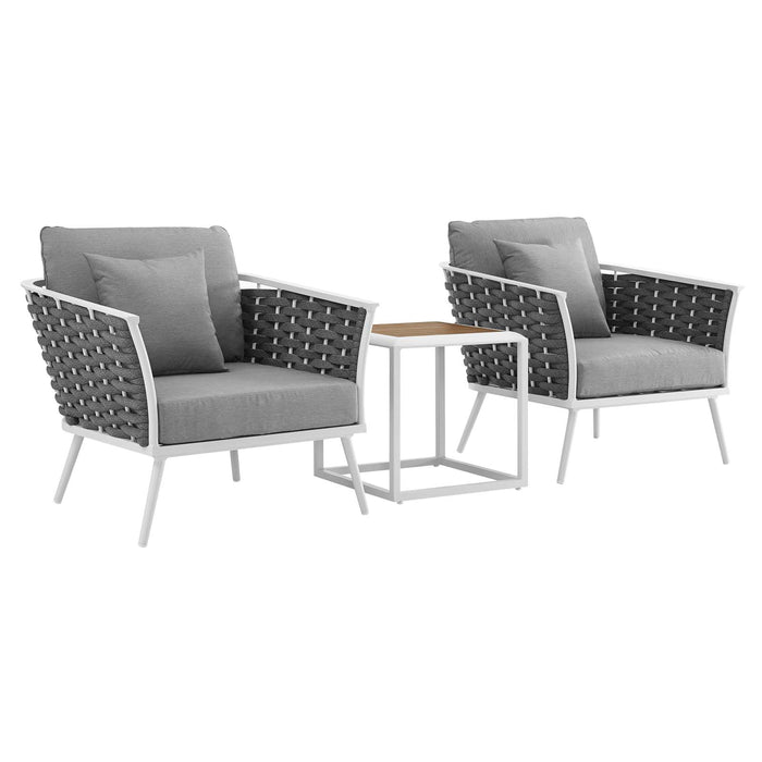 Stance 3 Piece Outdoor Patio Aluminum Sectional Sofa Set by Modway