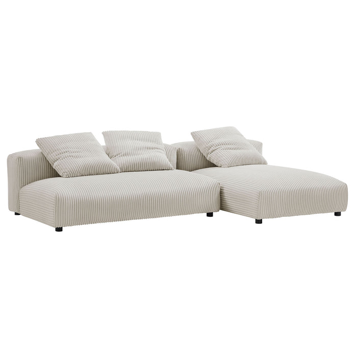 Solace 2-Piece Modular Corduroy Upholstered Sectional Sofa With Chaise by Modway