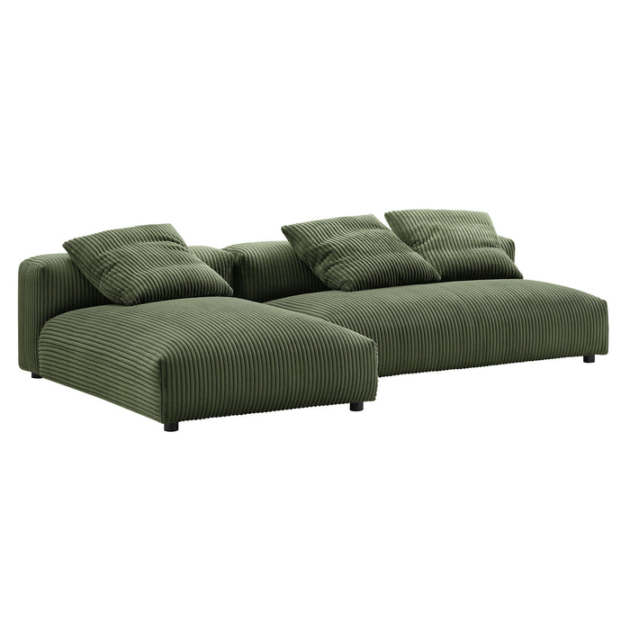 Solace 2-Piece Modular Corduroy Upholstered Sectional Sofa With Chaise by Modway