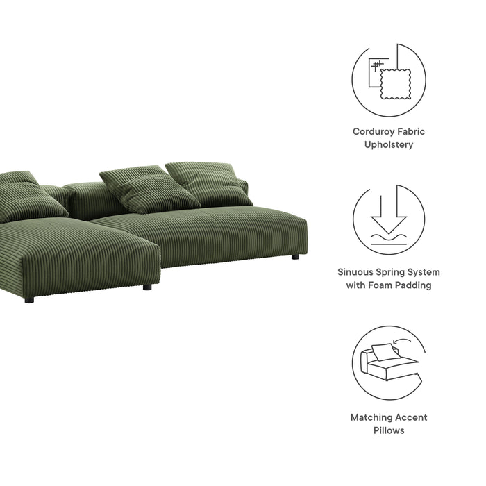 Solace 2-Piece Modular Corduroy Upholstered Sectional Sofa With Chaise by Modway