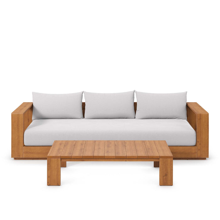 Tahoe 2-Piece Outdoor Patio Acacia Wood Sofa and Coffee Table Set by Modway