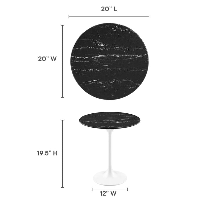 Lippa 20" Round Artificial Marble Side Table by Modway