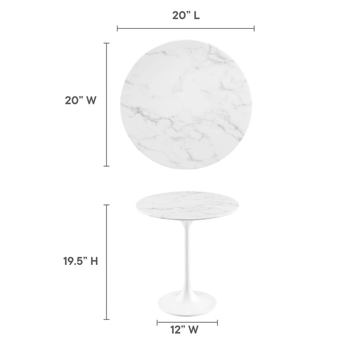 Lippa 20" Round Artificial Marble Side Table by Modway