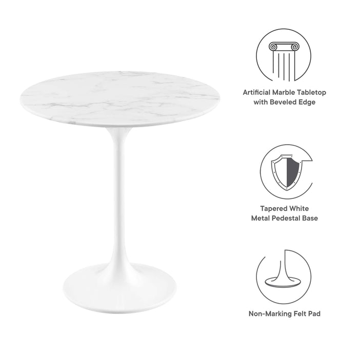 Lippa 20" Round Artificial Marble Side Table by Modway