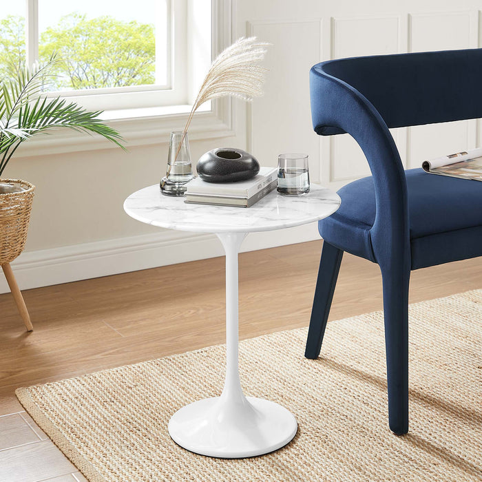 Lippa 20" Round Artificial Marble Side Table by Modway