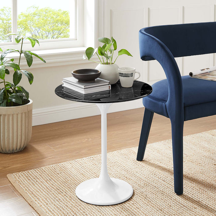 Lippa 20" Round Artificial Marble Side Table by Modway