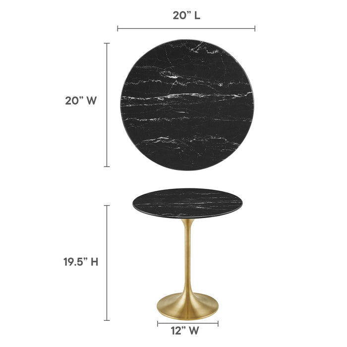 Lippa 20" Round Artificial Marble Side Table by Modway