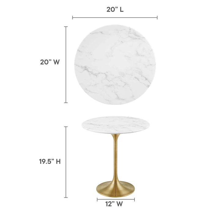 Lippa 20" Round Artificial Marble Side Table by Modway