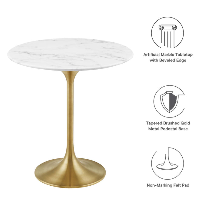 Lippa 20" Round Artificial Marble Side Table by Modway