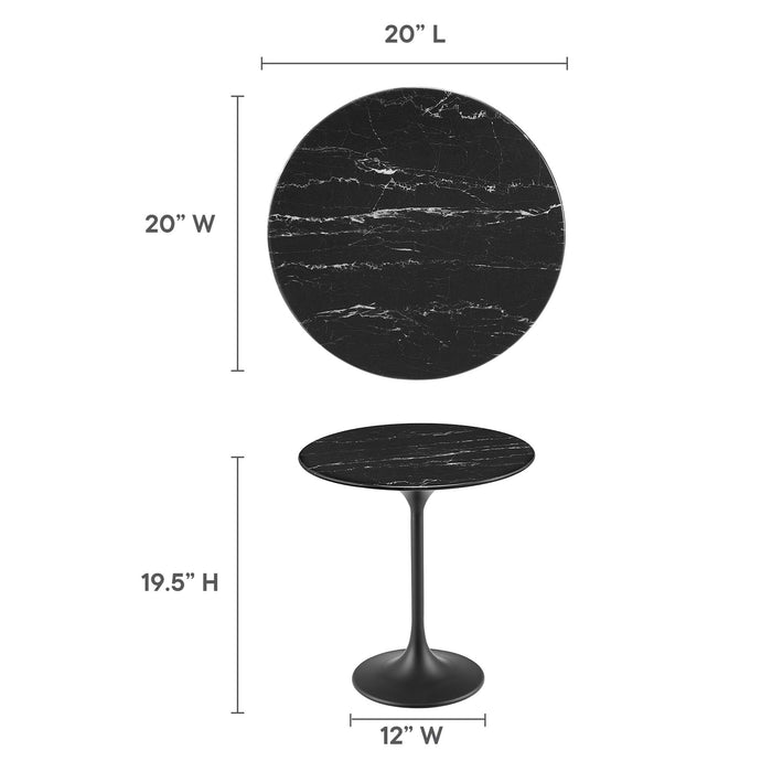 Lippa 20" Round Artificial Marble Side Table by Modway