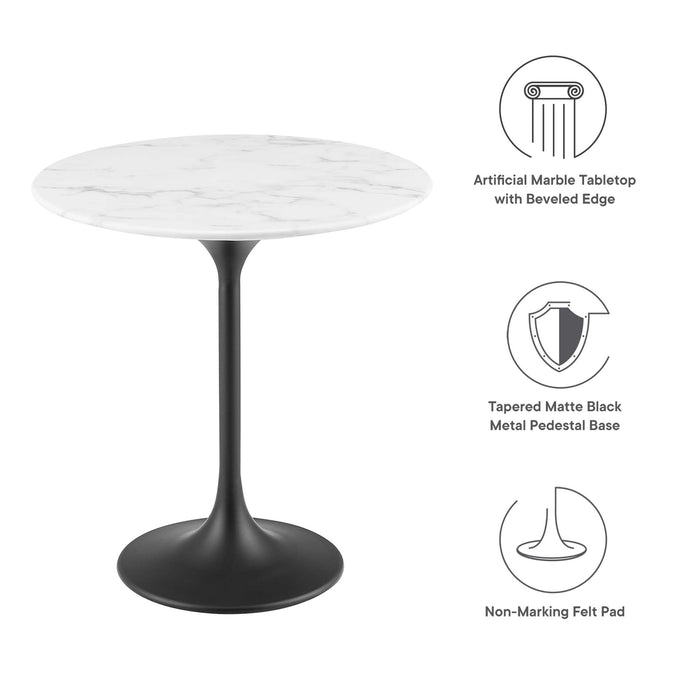 Lippa 20" Round Artificial Marble Side Table by Modway