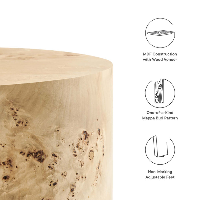 Cosmos 16" Round Burl Wood Side Table by Modway