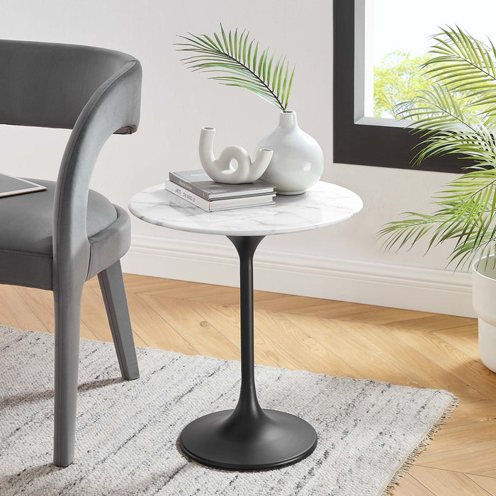 Lippa 20" Round Artificial Marble Side Table by Modway