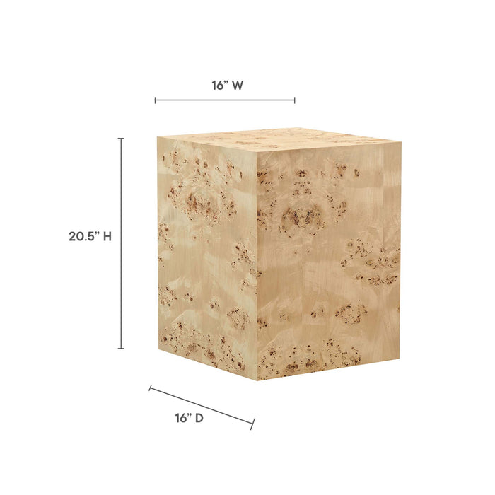 Cosmos 16" Square Burl Wood Side Table by Modway