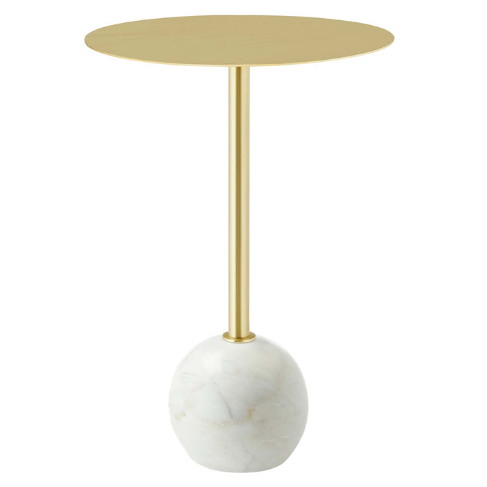 Aliza Round White Marble Side Table by Modway