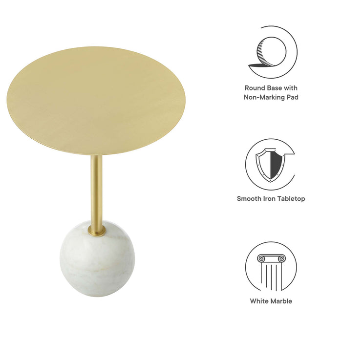 Aliza Round White Marble Side Table by Modway