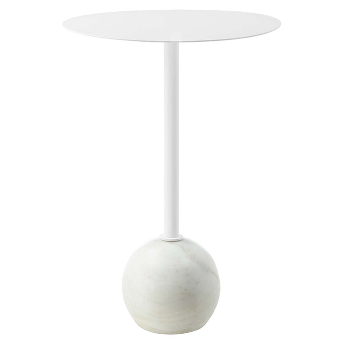 Aliza Round White Marble Side Table by Modway