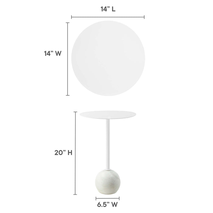 Aliza Round White Marble Side Table by Modway