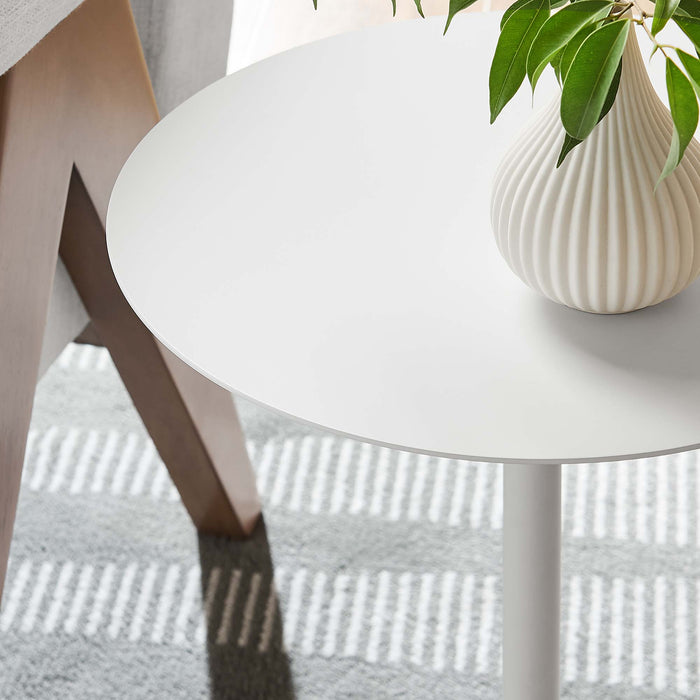 Aliza Round White Marble Side Table by Modway