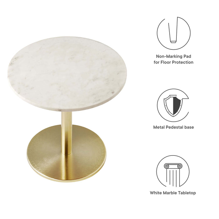 Viva Round White Marble Side Table by Modway