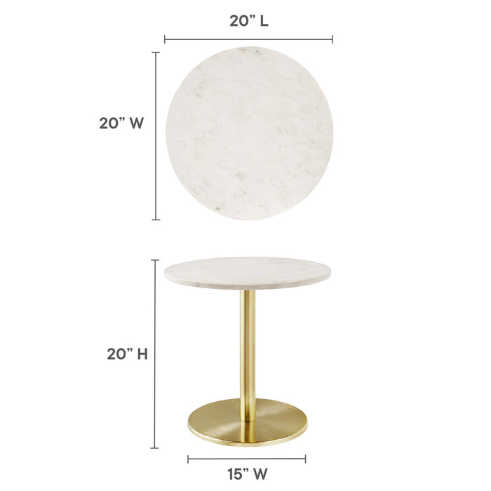 Viva Round White Marble Side Table by Modway