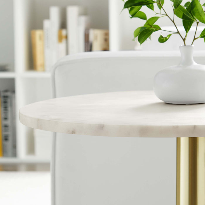 Viva Round White Marble Side Table by Modway